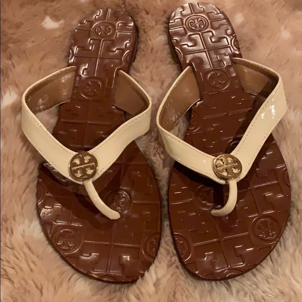 Tory Burch cream color flip flops